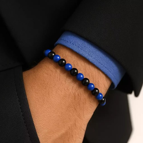 Bracciale perle nero blu - nero,